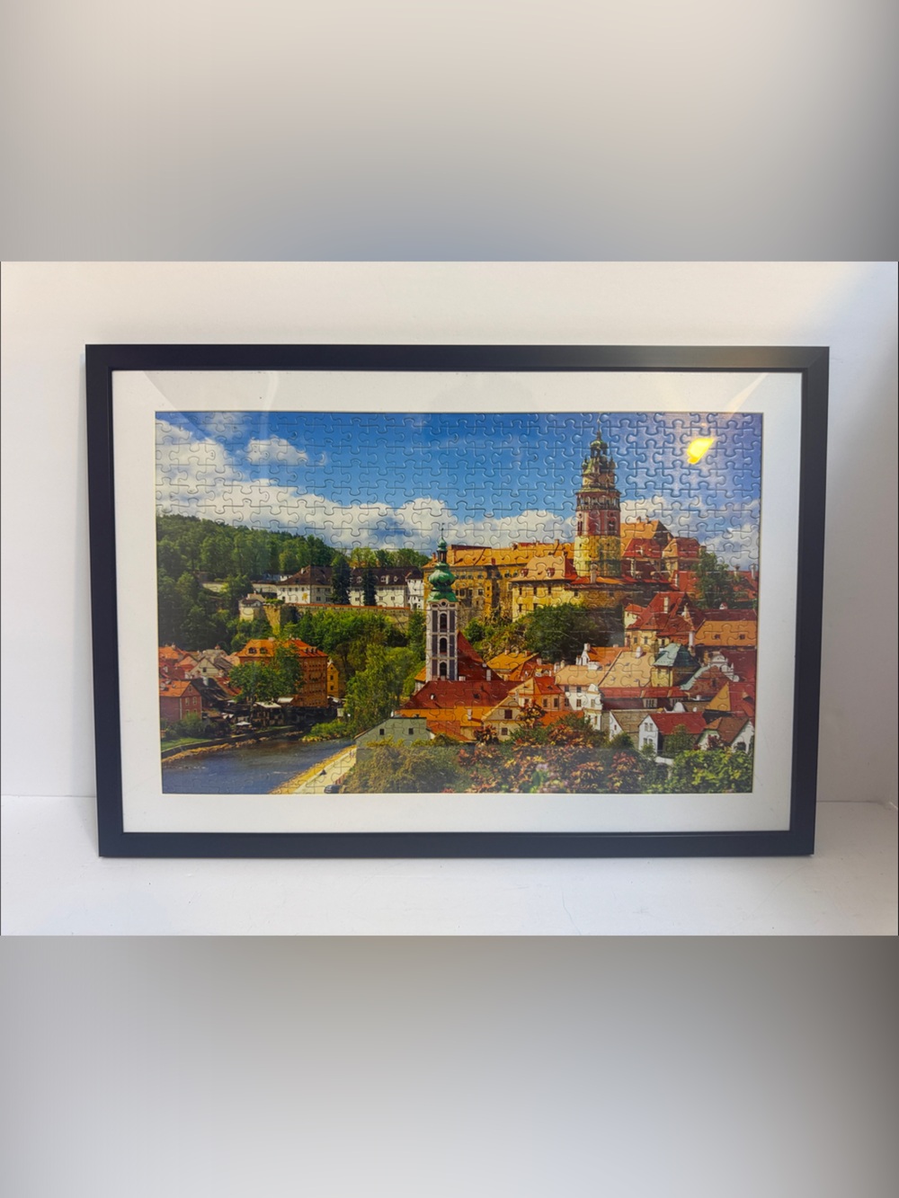 Framed Puzzle Scenic Town Jigsaw Wall Art - Blue, Green, Red